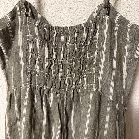 Madewell Green and White Striped Wide leg Jumpsuit Linen - Picture 5 of 8